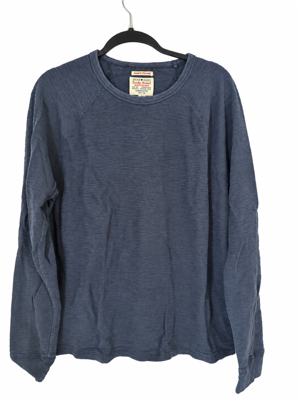Lucky Brand Men’s Navy Blue Thermal Waffle Knit Long Sleeve Shirt 100% Cotton XL